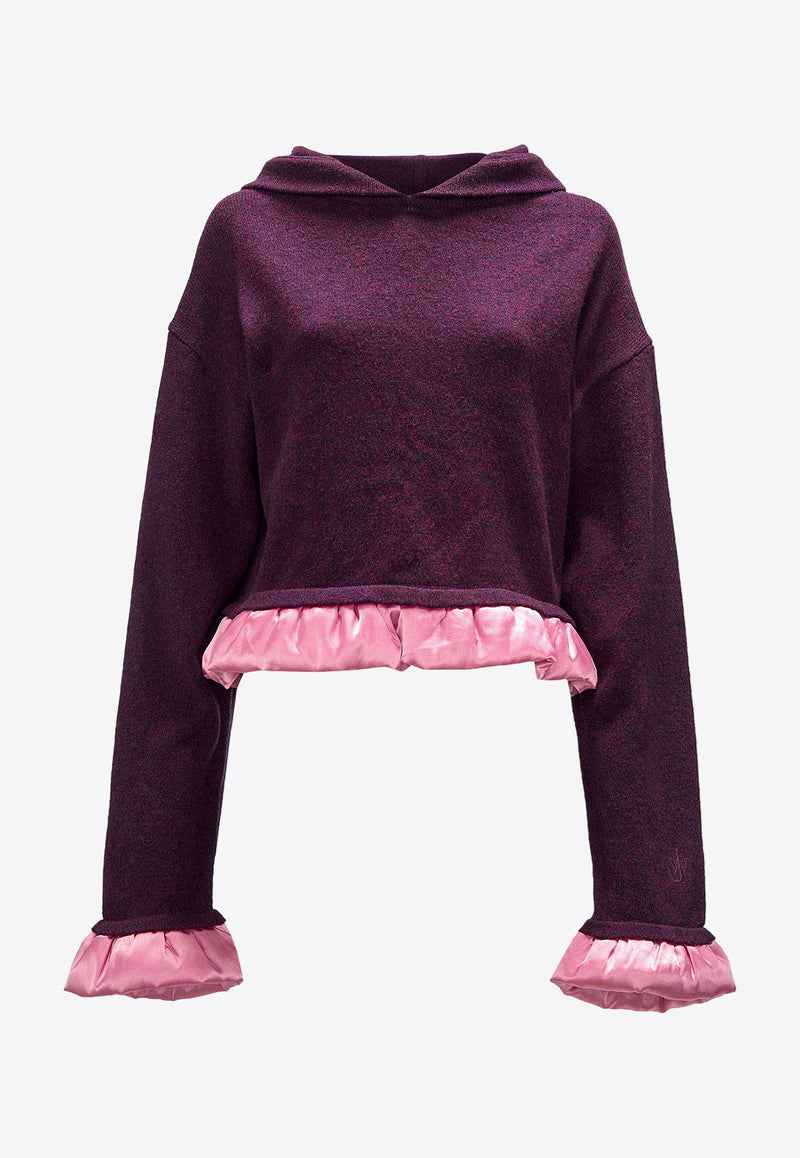 JW Anderson Satin-Trimmed Cropped Hoodie Purple KW1224YN0375_489