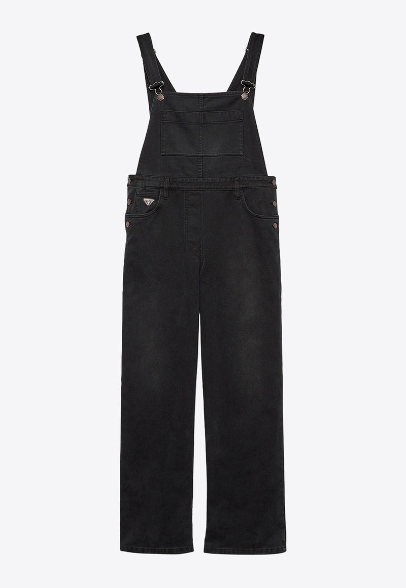 Prada Triangle-Logo Denim Jumpsuit Black GFZ013SOOO148J_F0557