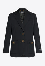 Versace Single-Breasted Wool Blend Blazer Black 1013633 1A04649-1B000