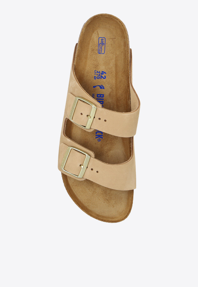 Birkenstock Arizona Two-Strap Leather Slides Beige 1019016 0-SANDCASTLE