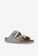 Birkenstock Arizona Two-Strap Suede Slides Gray 1027687 0-STONE COIN