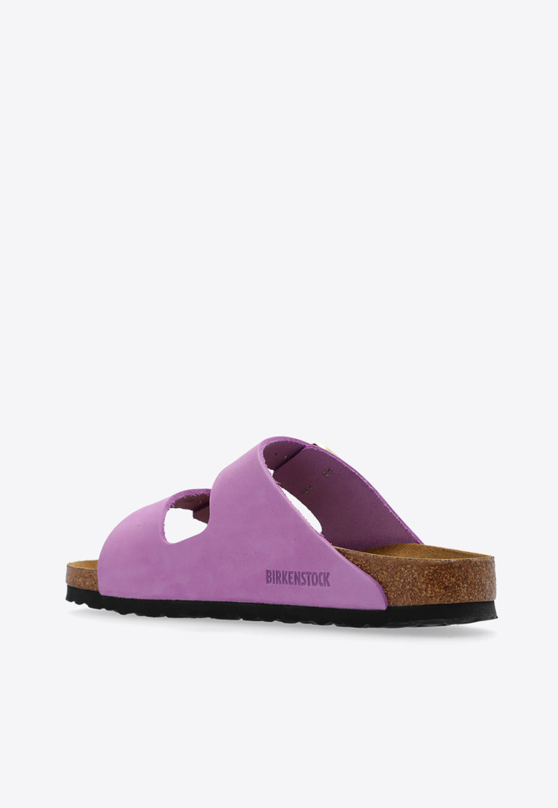 Birkenstock Arizona Two-Strap Leather Slides Purple 1028024 0-CROCUS