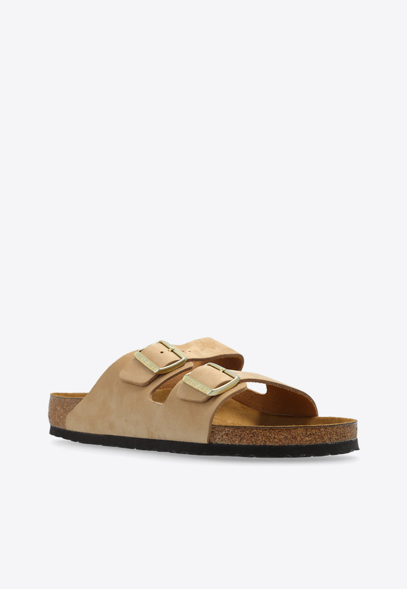 Birkenstock Arizona Two-Strap Leather Slides Beige 1019013 0-SANDCASTLE