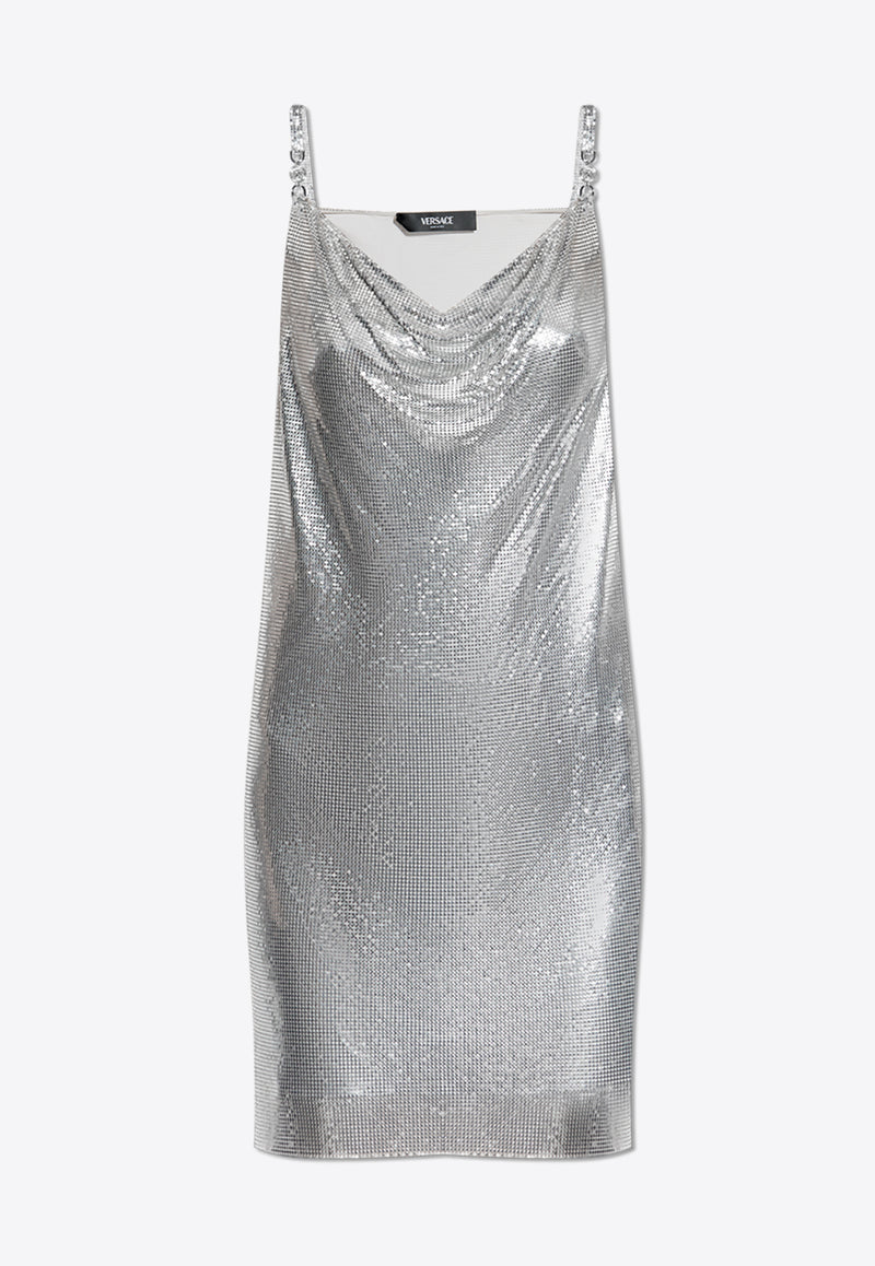 Versace Metallic Mesh Mini Slip Dress Silver 1016119 1A11271-1X050