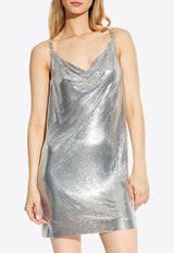 Versace Metallic Mesh Mini Slip Dress Silver 1016119 1A11271-1X050