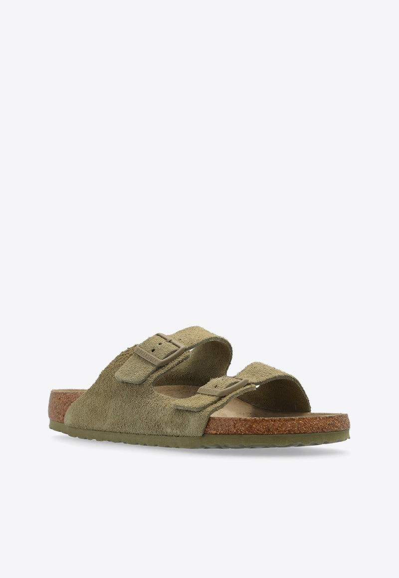 Birkenstock Arizona Two-Strap Suede Slides Green 1019045 0-FADED KHAKI