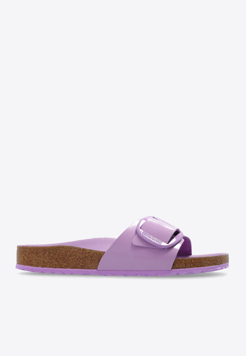 Birkenstock Madrid Big Buckle Patent-Leather Slides Purple 1027833 0-HIGH SHINE CROCUS