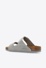 Birkenstock Arizona Two-Strap Suede Slides Gray 1027749 0-STONE COIN