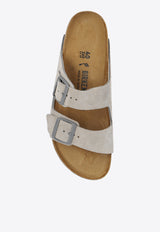 Birkenstock Arizona Two-Strap Suede Slides Gray 1027749 0-STONE COIN