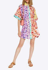 Zimmermann Lightburst Floral Print Mini Shirt Dress Multicolor 1131DSS246 0-SPLI