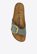 Birkenstock Madrid Big Buckle Nubuck Leather Slides Green 1028553 0-THYME