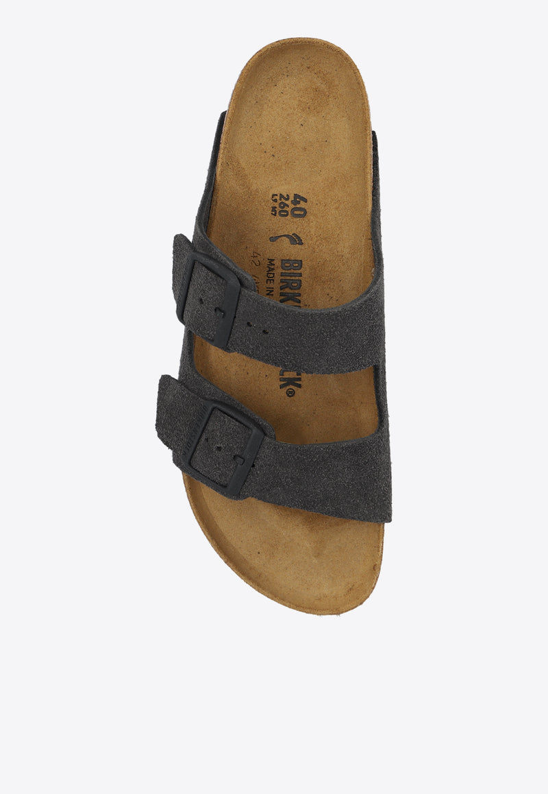 Birkenstock Arizona Buckle Suede Slides  Gray 1028592 0-VELVET GREY