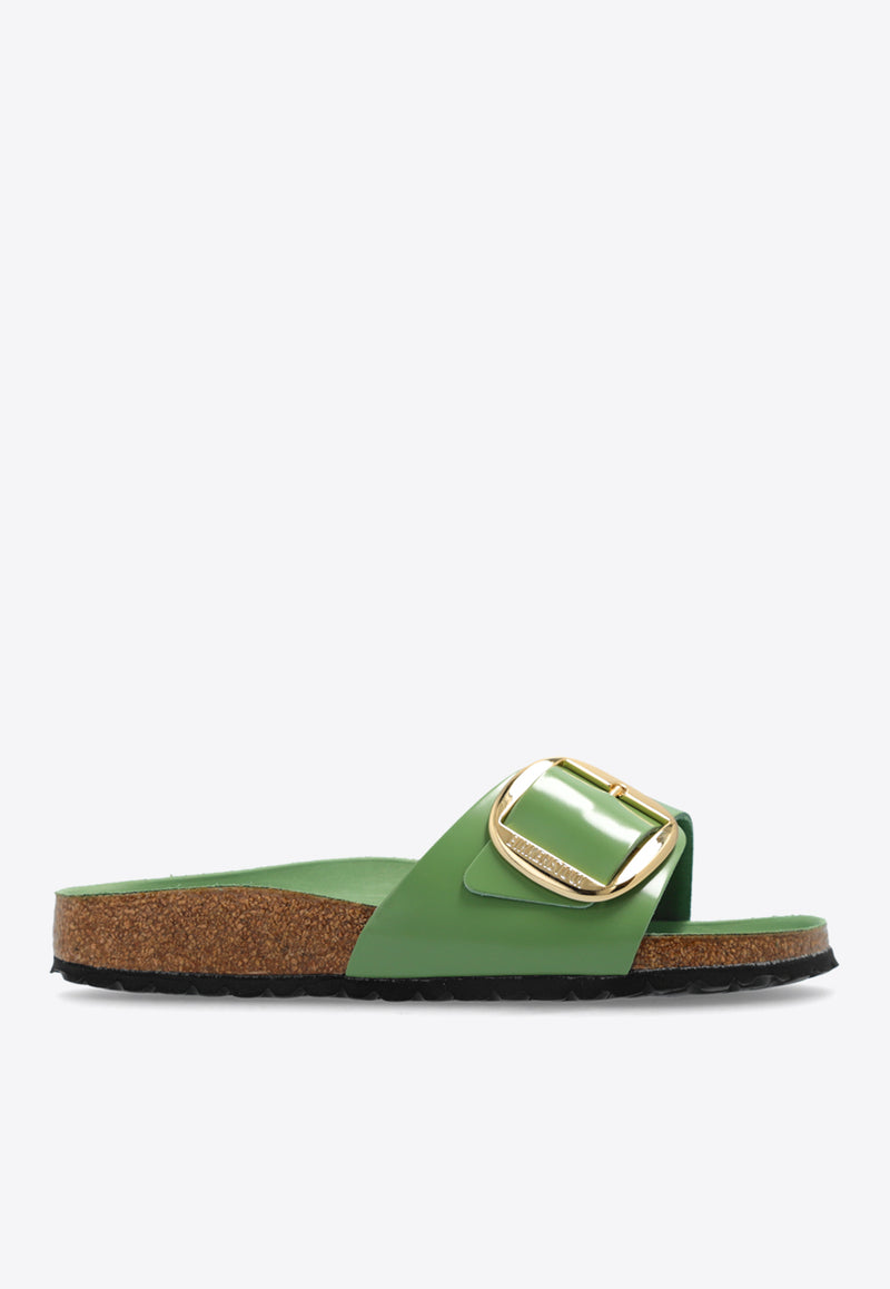 Birkenstock Madrid Big-Buckle Leather Slides  Green 1028738 0-HIGH SHINE GREEN TEA