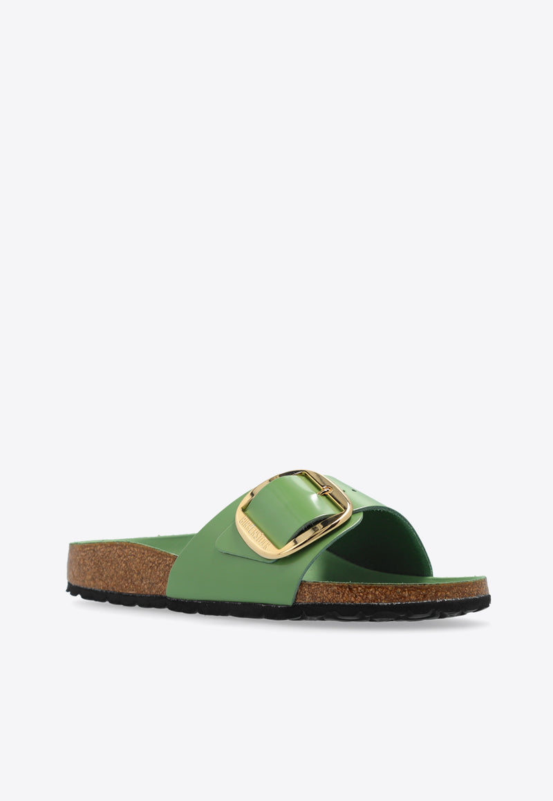 Birkenstock Madrid Big-Buckle Leather Slides  Green 1028738 0-HIGH SHINE GREEN TEA