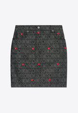 Moschino Monogram Jacquard Mini Skirt Gray 242EM A0105 7723-2555