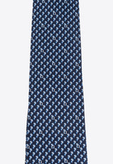 Salvatore Ferragamo Parrot Print Silk Tie Blue 350977 4 VOLO 773908-F BLU SCURO