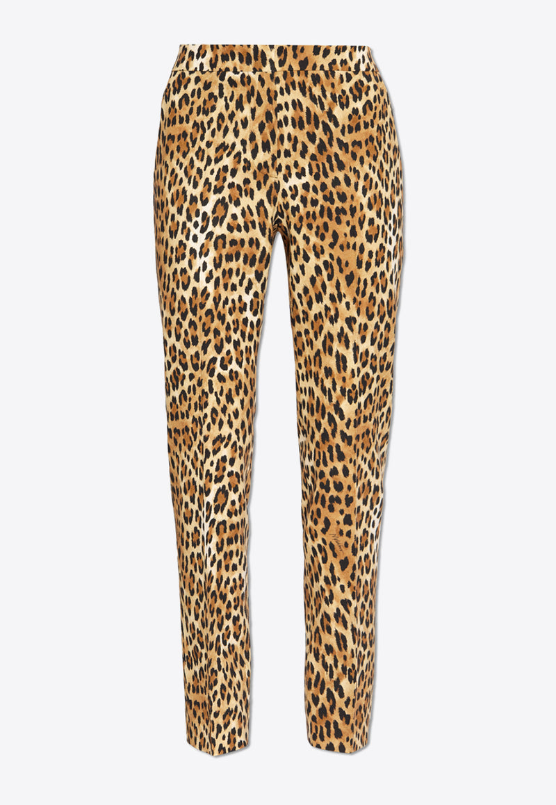 Moschino Leopard Print Straight-Leg Pants Brown 242E A0301 5550-1888