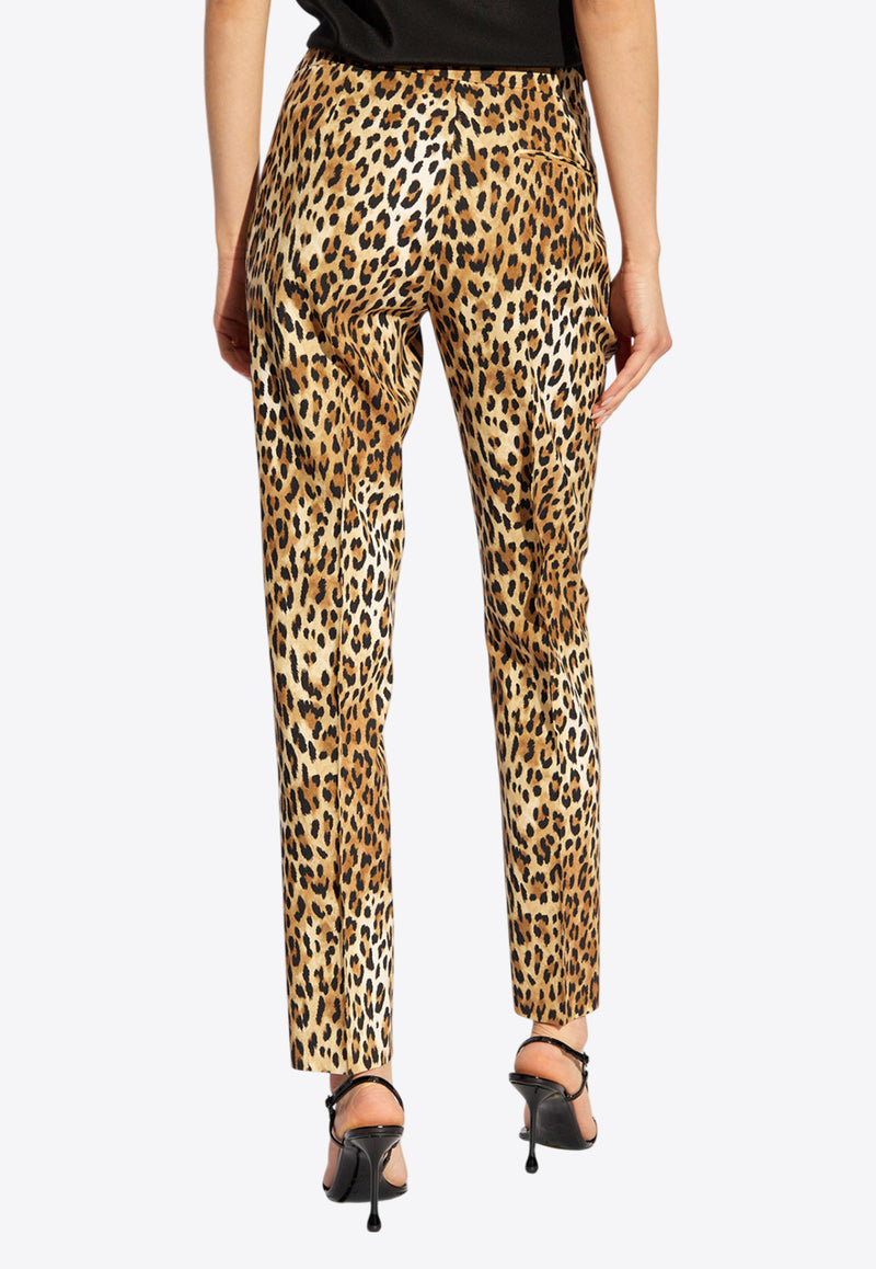 Moschino Leopard Print Straight-Leg Pants Brown 242E A0301 5550-1888