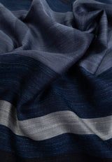 Salvatore Ferragamo Maxi Striped Logo Jacquard Scarf Blue 520120 ST BIGLOGO 776139-DENIM NAVY