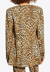 Moschino Single-Breasted Leopard Print Blazer Brown 242E A0509 5550-1888