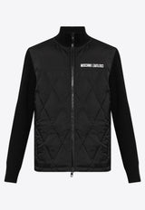 Moschino Logo Print Quilted Jacket Black 242ZR A0624 7017-1555