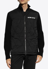 Moschino Logo Print Quilted Jacket Black 242ZR A0624 7017-1555