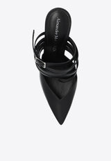 Alexander McQueen 95 Leather Straps Mules Black 797598 WIFD7-1037