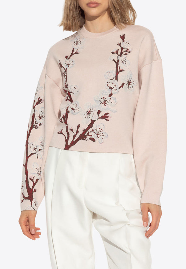 Alexander McQueen Floral Blossom Long-Sleeved Sweater Pink 798366 Q1BAX-6116