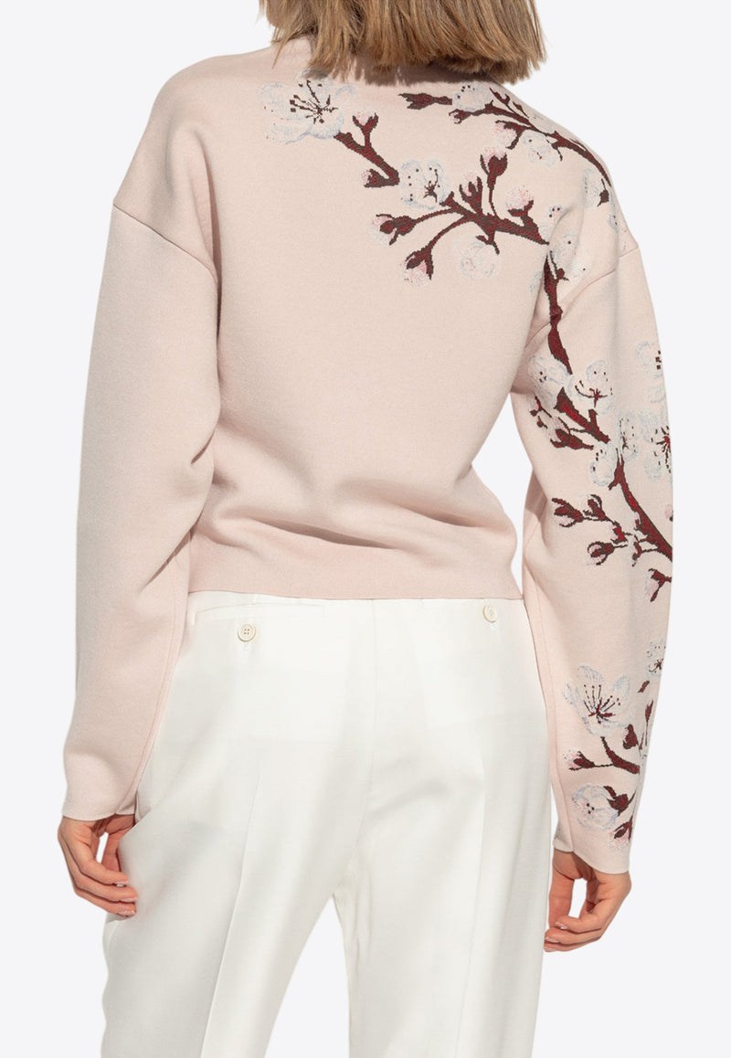 Alexander McQueen Floral Blossom Long-Sleeved Sweater Pink 798366 Q1BAX-6116