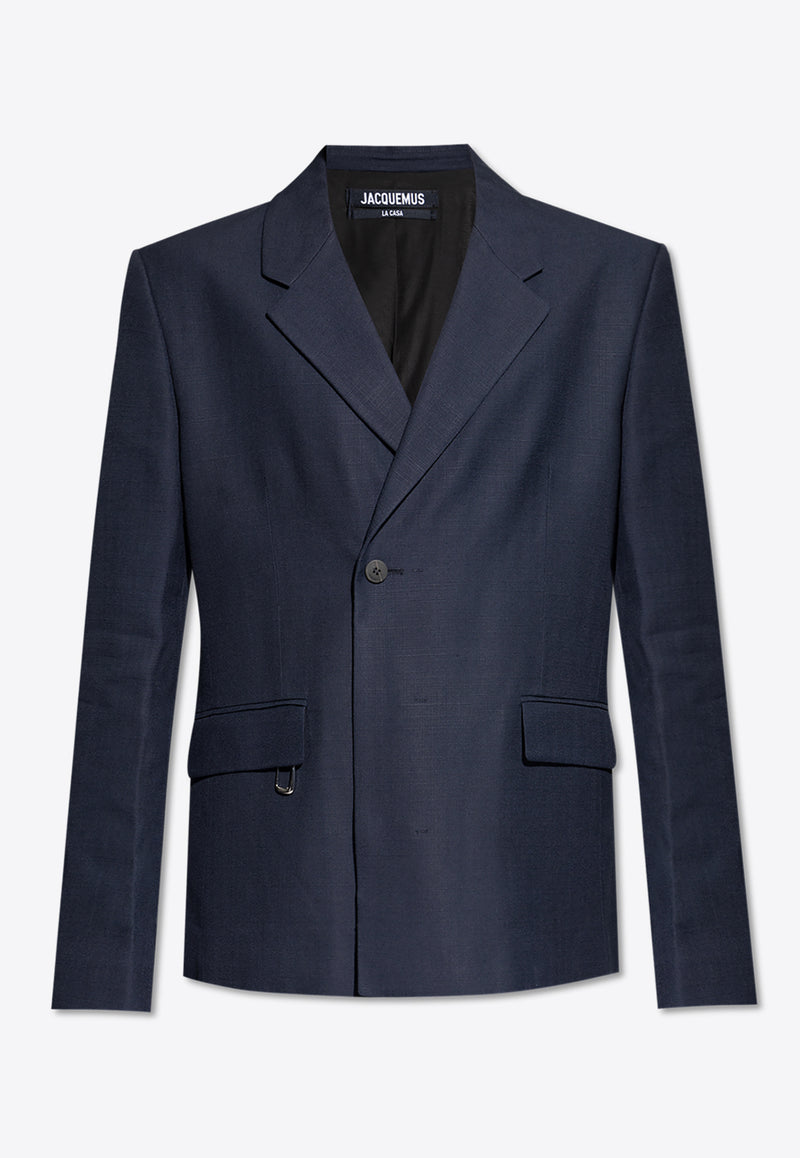 Jacquemus La Melo Double-Breasted Blazer Blue 246JA039 1359-390