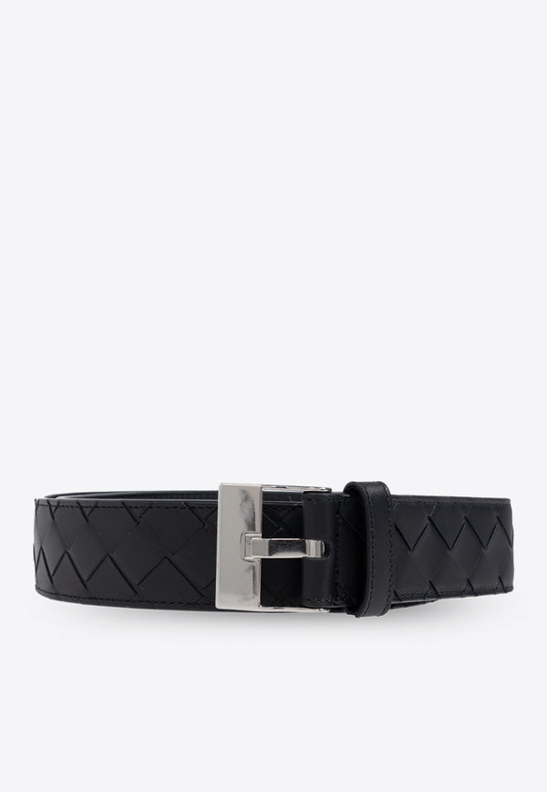 Bottega Veneta Intrecciato Leather Belt Black 799046 V4KF1-8803