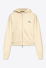 Jacquemus Le Gros-Grain Zip-Up Hooded Sweatshirt Beige 246JS257 2036-150