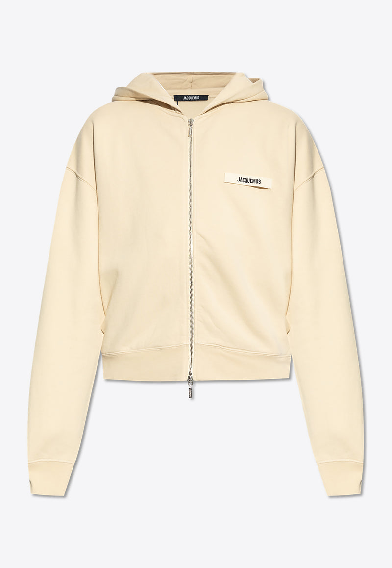 Jacquemus Le Gros-Grain Zip-Up Hooded Sweatshirt Beige 246JS257 2036-150