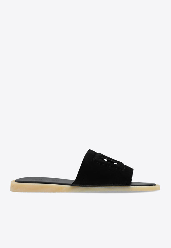 Dolce 
Gabbana DG Logo Suede Slides Black A80461 AT441-80999