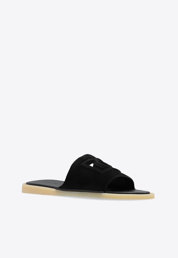 Dolce 
Gabbana DG Logo Suede Slides Black A80461 AT441-80999