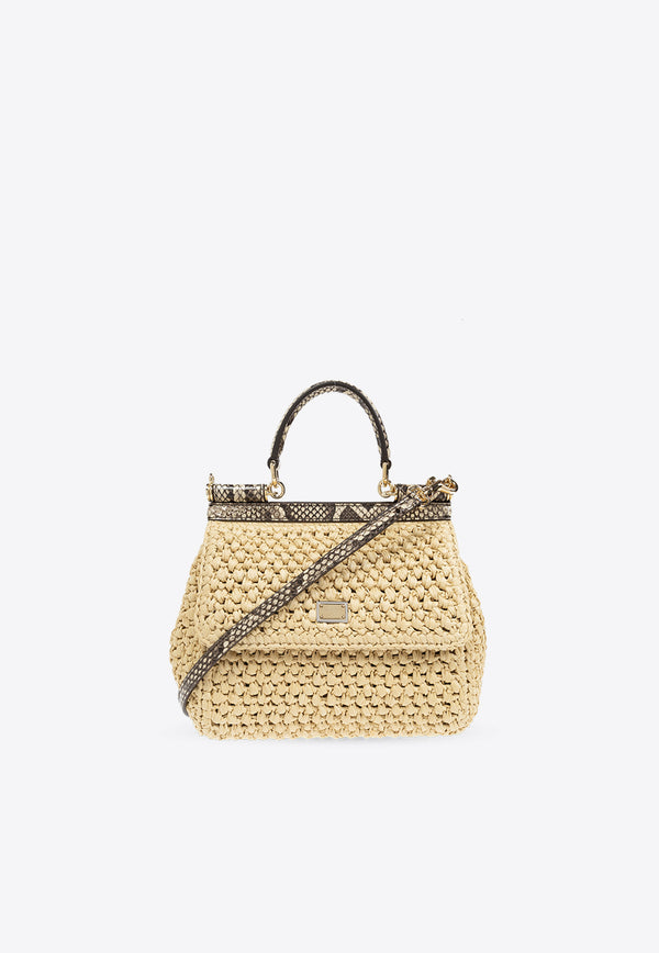 Dolce 
Gabbana Medium Sicily Woven-Raffia Shoulder Bag Beige BB6003 A2Y84-8B134