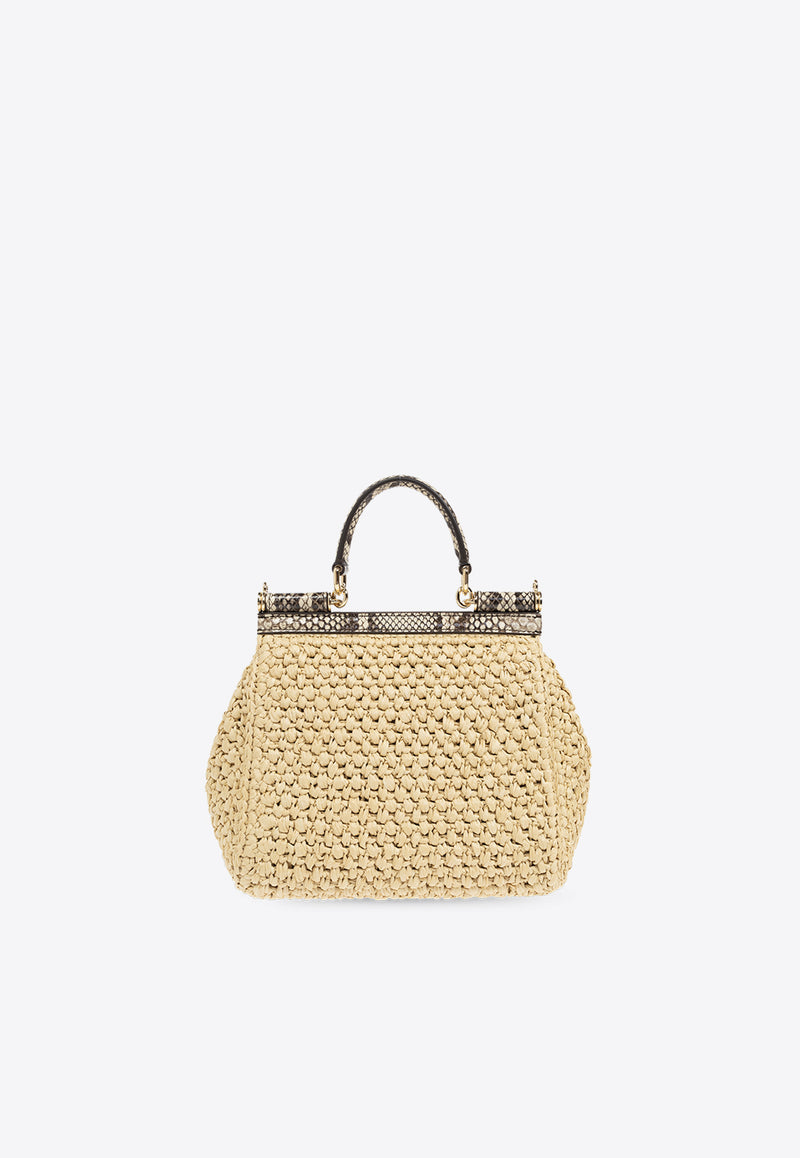 Dolce 
Gabbana Medium Sicily Woven-Raffia Shoulder Bag Beige BB6003 A2Y84-8B134