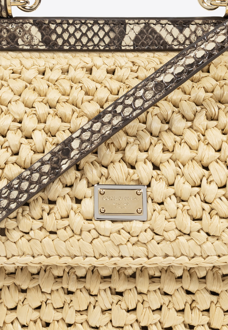 Dolce 
Gabbana Medium Sicily Woven-Raffia Shoulder Bag Beige BB6003 A2Y84-8B134