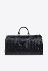 Bottega Veneta Cabin Intrecciato Leather Duffel Bag Black 795287 V2HL1-8803