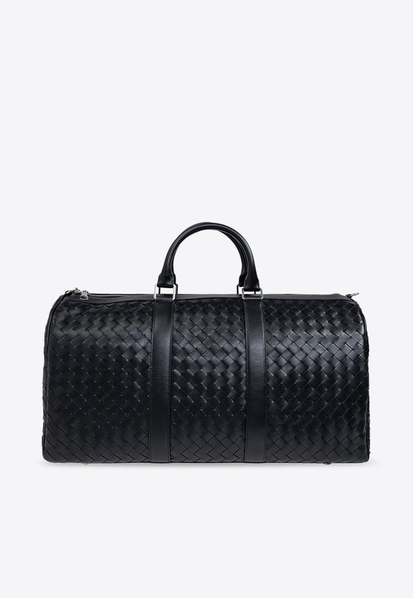 Bottega Veneta Cabin Intrecciato Leather Duffel Bag Black 795287 V2HL1-8803