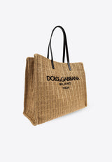 Dolce 
Gabbana Large Logo Woven-Raffia Tote Bag Beige BM2274 AN232-8H001