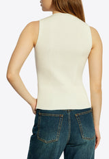 Alexander McQueen Cut-Out Viscose-Blend Sleeveless Top Cream 798362 Q1BAQ-9004