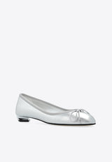 Alexander McQueen Armadillo Leather Ballerina Shoes Silver 797579 WIG51-8100