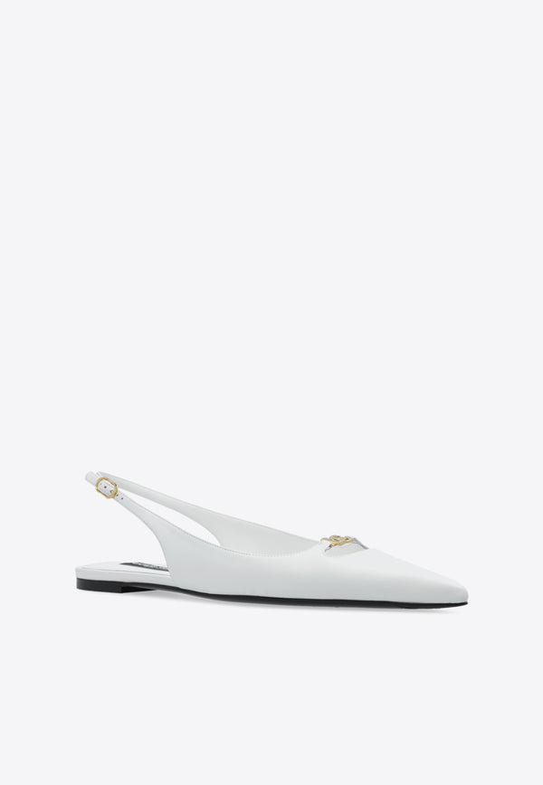 Dolce 
Gabbana DG Plaque Pointed-Toe Flats White CG0795 A1953-80002