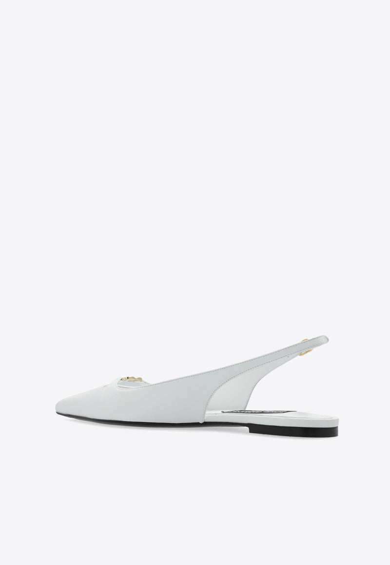 Dolce 
Gabbana DG Plaque Pointed-Toe Flats White CG0795 A1953-80002