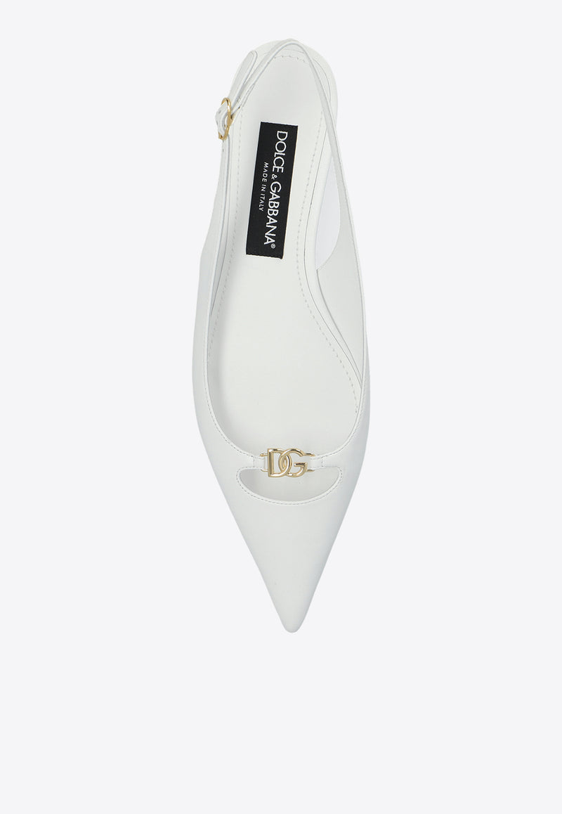 Dolce 
Gabbana DG Plaque Pointed-Toe Flats White CG0795 A1953-80002