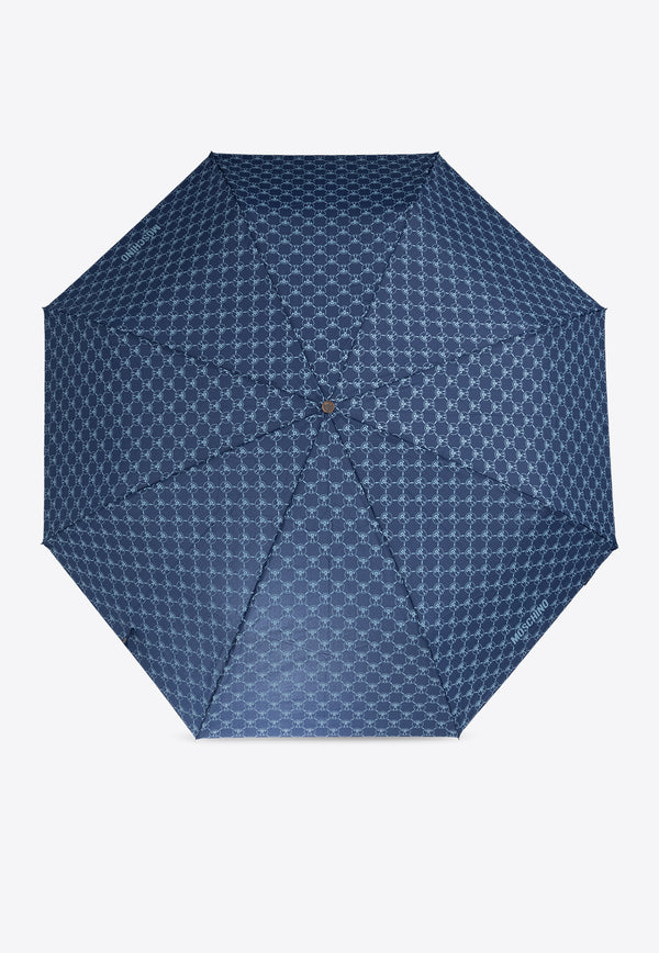 Moschino Signature Pattern Classic Umbrella Navy 8271 TOPLESSF-BLUE