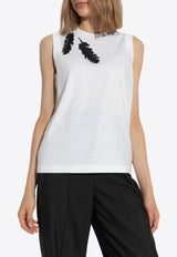 Alexander McQueen Feather-Embroidery Sleeveless T-shirt White 797769 QLACU-9000