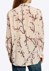 Alexander McQueen Floral-Print Long-Sleeved Silk Shirt Pink 798281 QCALA-5072