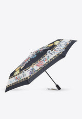 Moschino Teddy Bear Floral Print Umbrella Black 8959 OPENCLOSEA-BLACK